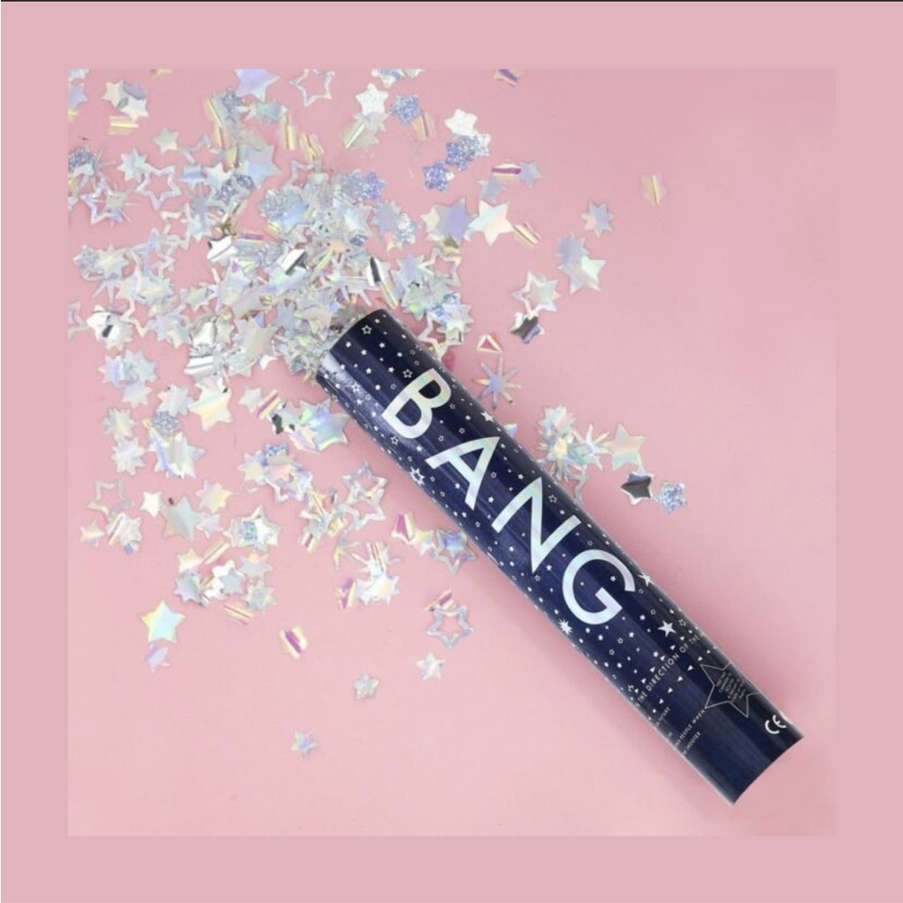 Set of 4 - Iridescent Stars Confetti Cannon Iridescent Stars Confetti Poppers
